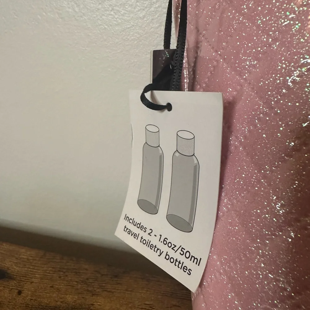bebe Pink Quilted Cosmetic Bag